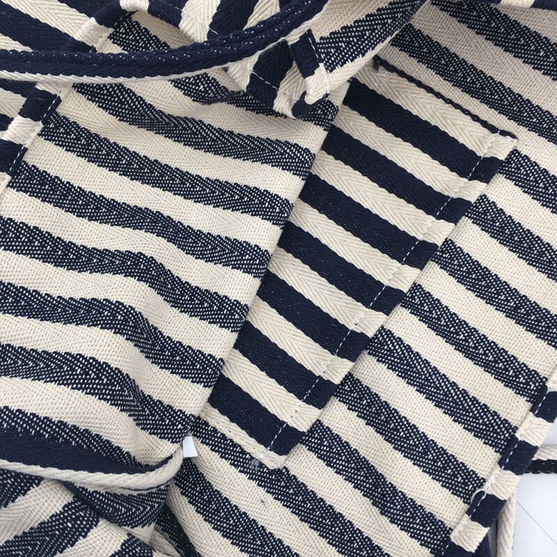 Bag Female Spring and Summer Large Capacity Canvas Bag Pinstripe Shoulder Bag Shopping Bag Bolsas De Mujer