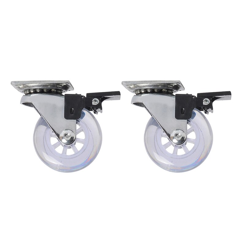 Ruedas giratorias de 360 grados con freno, 3 pulgadas, sin ruido, para muebles, armario, sofá, paquete de 4 o 1 unidades: 2PCS with brake
