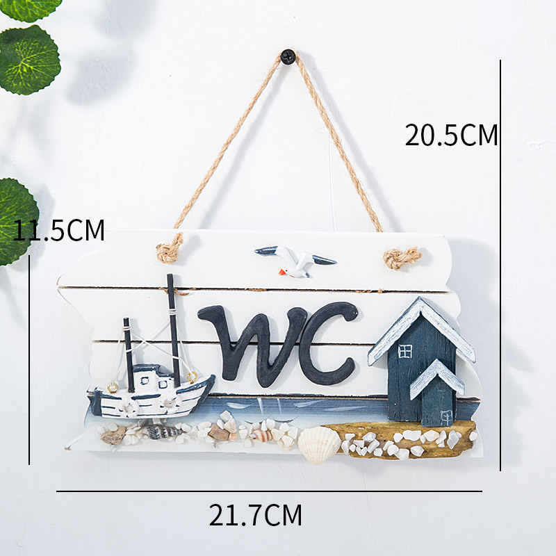 Mediterrane oceaan stijl hangende bord, creatieve houten toiletdeur decoratie, bar, coffeeshop, huis: Rood