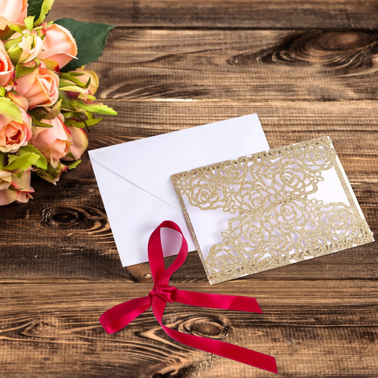 5 Set Wedding Invitations Envelop Lovely Paper Invitations Cards Post Card For Birthday Christmas Day Party Decoration