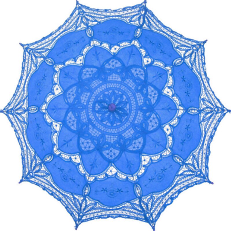 Parasol de de algodón bordado nupcial paraguas Vintage sombrilla de encaje nupcial accesorios para sombrillas: Azul