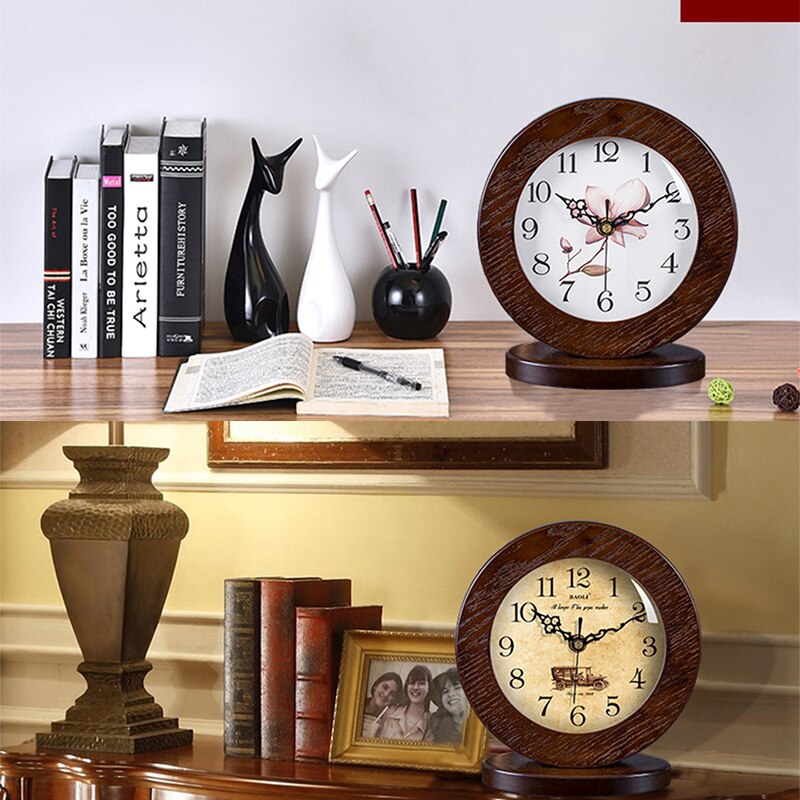 LIVING ROOM EUROPEAN WOOD TABLE CLOCK HOME DECORATION MUTE MODERN LIVING ROOM BEDROOM DESK CLOCK OFFICE DESKTOP CLOCK