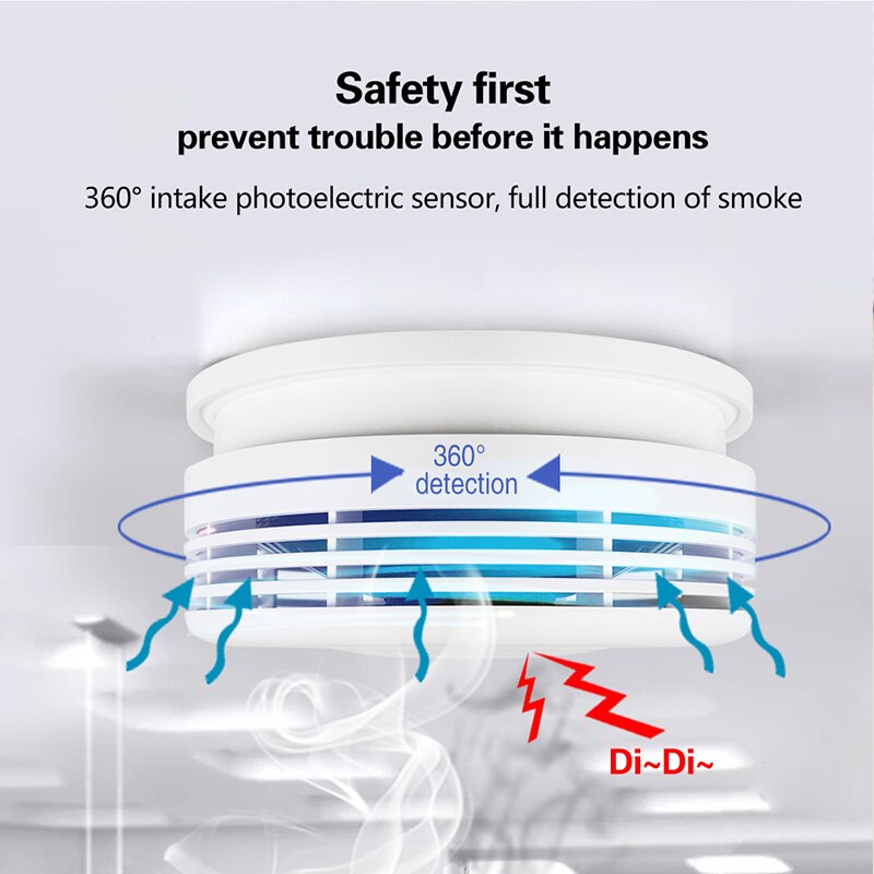 TOWODE Wireless Tuya Smart WIFI Smoke Fire Detector 80db Fire Protection Firefighter Sensors Store House Security Alarm System