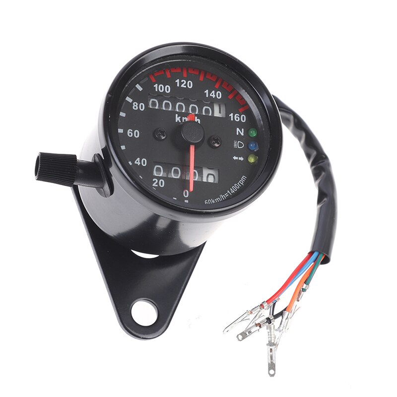 Universele Zwarte Motorfiets Dual Snelheidsmeter Kilometerteller 12V Moto Met Led Indicator