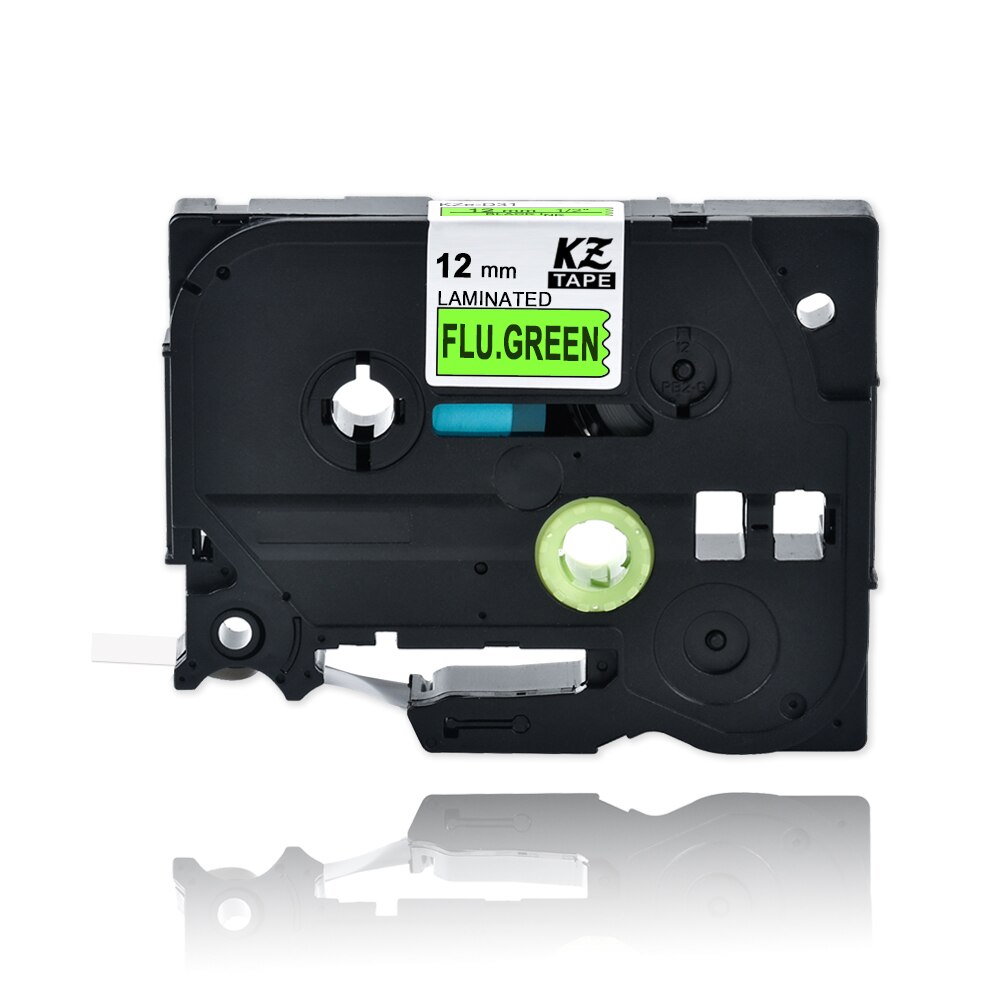 1Pcs Kze 12Mm Multicolor Compatibel Brother Tze-231 Gelamineerd Tze231 Tze 231 Label Tape Tz231 Voor Brother P-Touch printer: black on flu.green