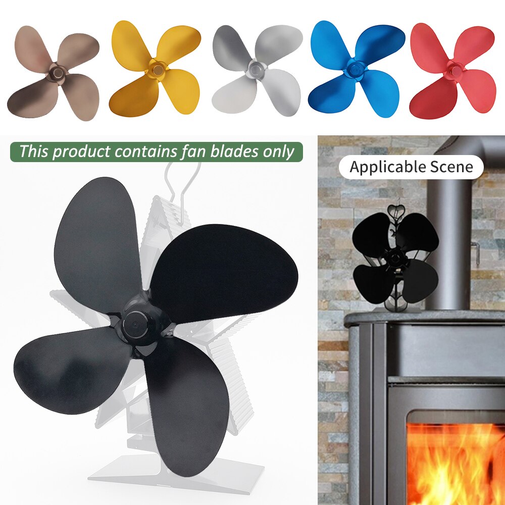 Large Airflow 4-Blade Heat Powered Stove Fan Blades Wood Log Burners Fireplace Parts Heat Distribution Stove Fans Blades
