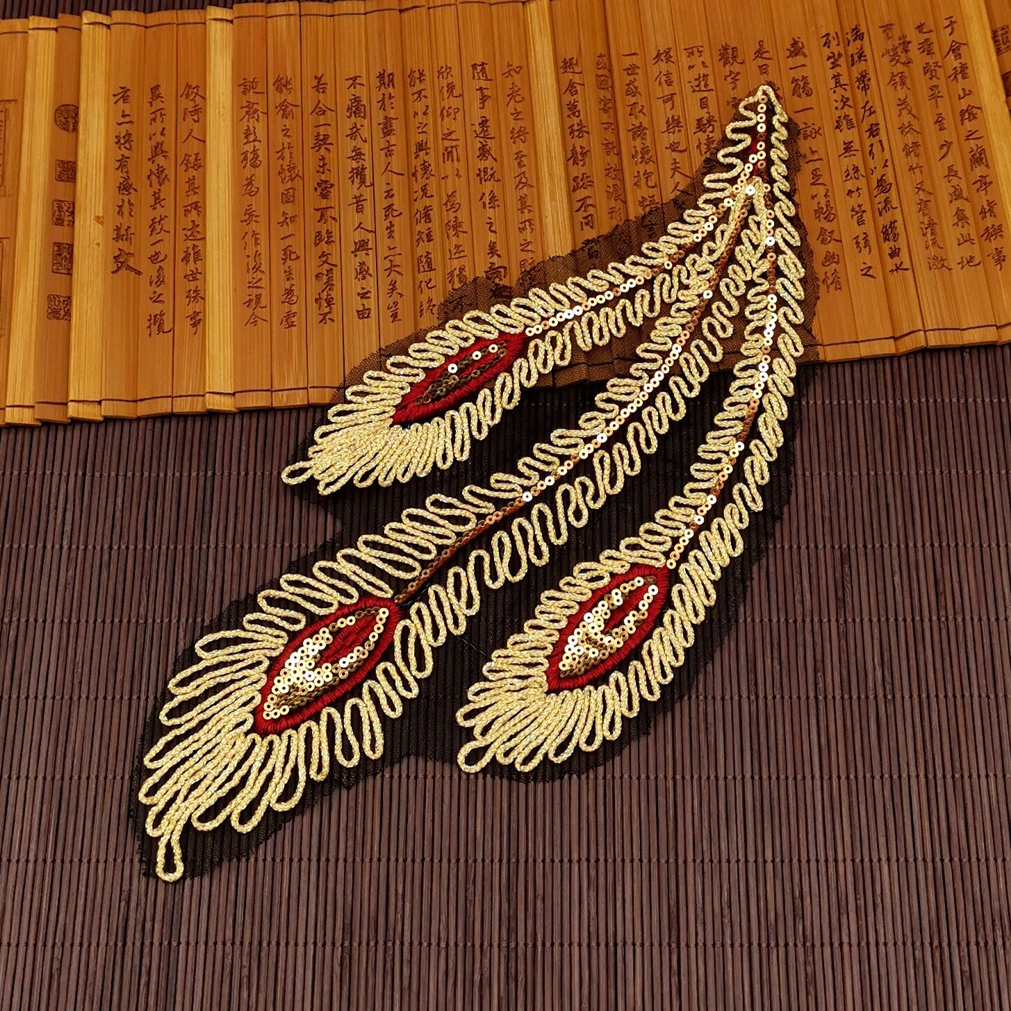 Mesh perler computer broderi phoenix hale pailletter blomsterklud cheongsam kjole scene tilbehør applikation