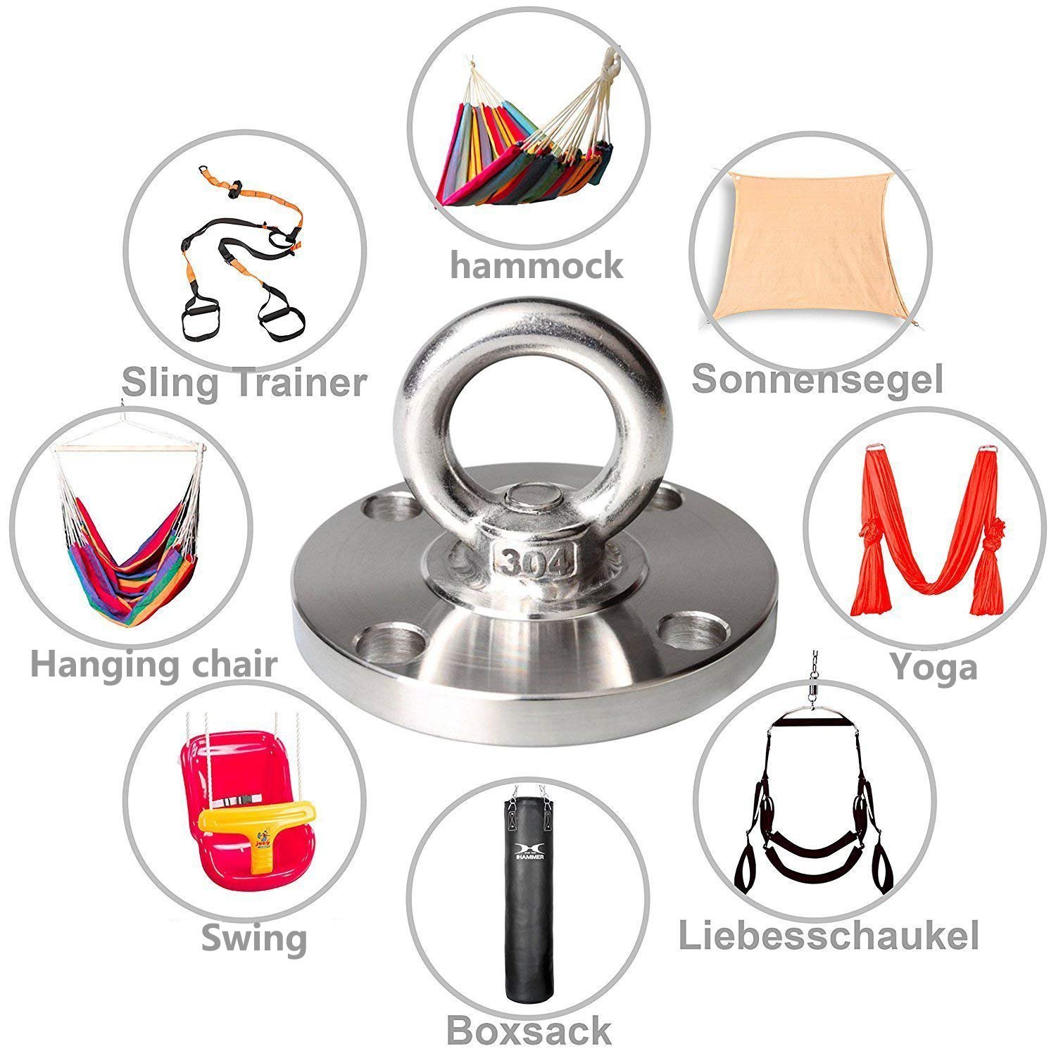 1 Stck edelstahl Suspension Gurt Trainer Montieren Anker Halterung Haken Zauberstab Decke Halterung für Fitnessstudio Suspension Ausbildung