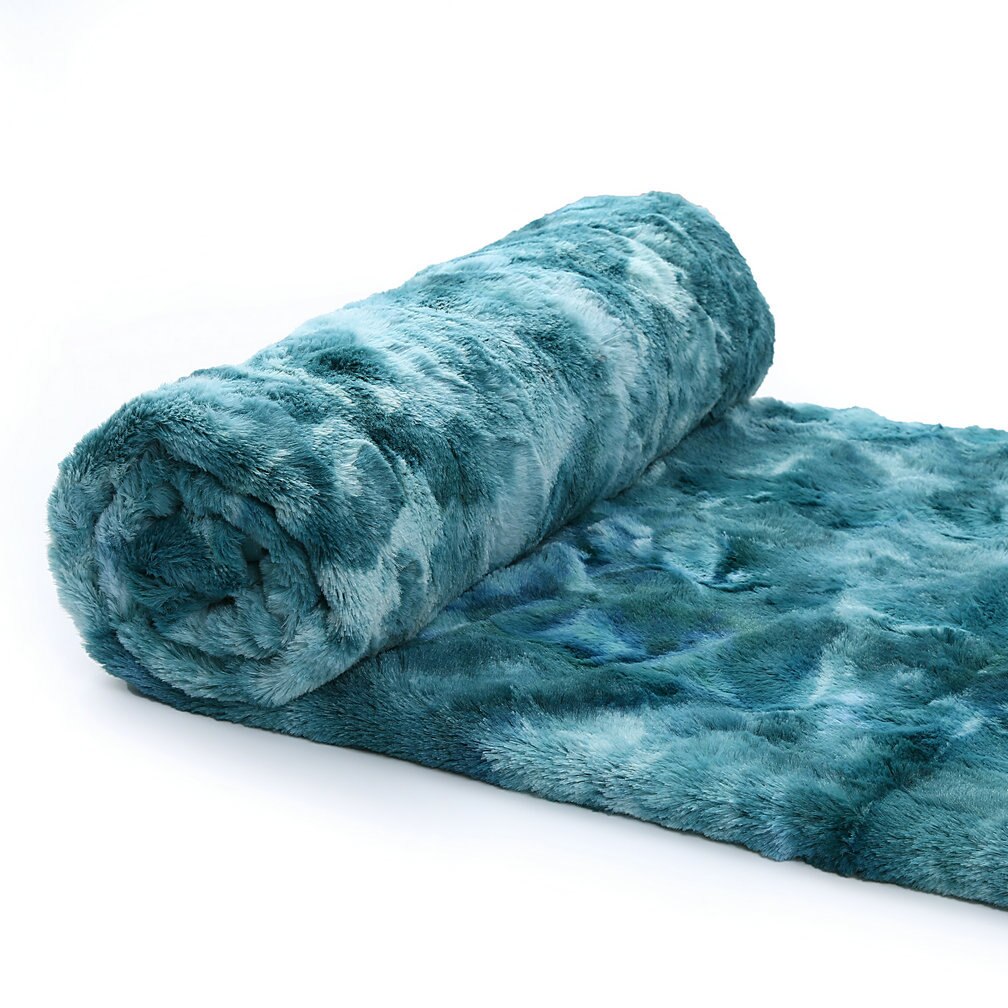 Universal lammet fløjletæppe luksus varmt fluffy plys tæppe tie-dye faux fur super blødt tæppe vinter varmt sheetsla 465: Blå
