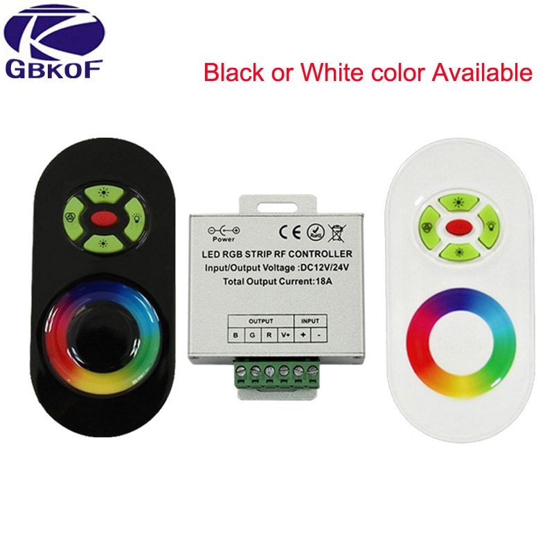 Dc 12V-24V Draadloze Rf Touch Panel Dimmer Rgb Afstandsbediening 18A Rgb Controller Voor 3528 5050 rgb Led Strip Licht