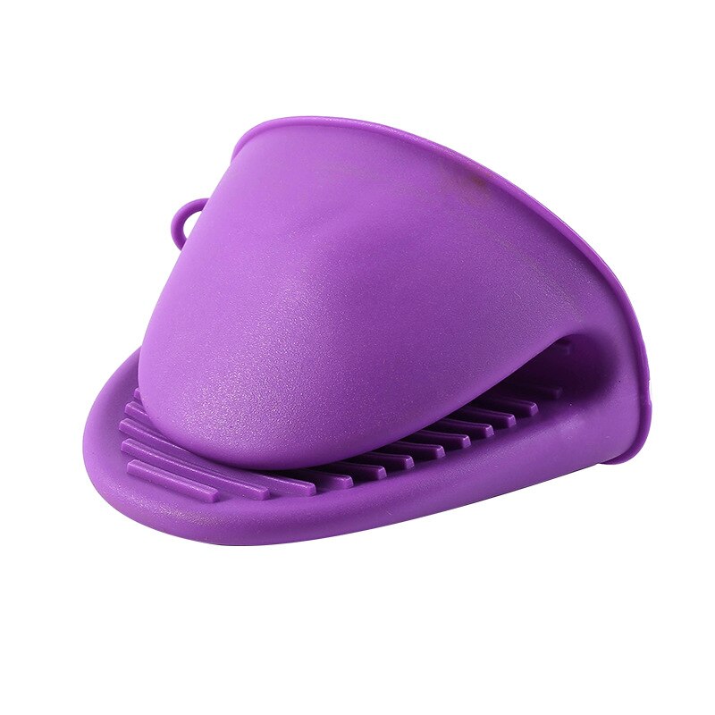 1Pc Kitchen Silicone Heat Resistant Glove Clip Microwave Heat Insulation Non-slip Handle Bowl Pot Clip Cooking Oven Glove: Purple