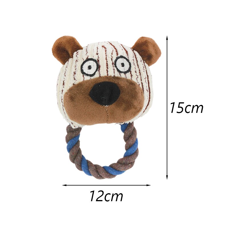 Djur form sällskapsdjur hund uppstoppade leksaker för små hundar plysch pipande valp katt tugga leksak yorkshire terrier mascotas perros accesorios: Björnhuvud