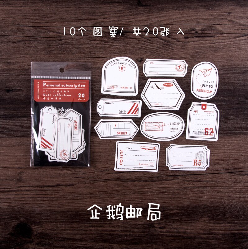 XINAHER 20pcs/bag Vintage junk journal Writable travel label DIY scrapbooking album diary happy planner decoration paper: D