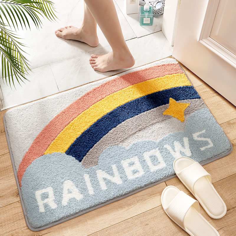 Quick Dry Absorbent Bath Rug Non Slip Soft Cloud Comfort Anti Shedding TPR Backing Lock Fiber Tech No Lint Fluffy Bathroom Mat: green / 500MMx1000MM