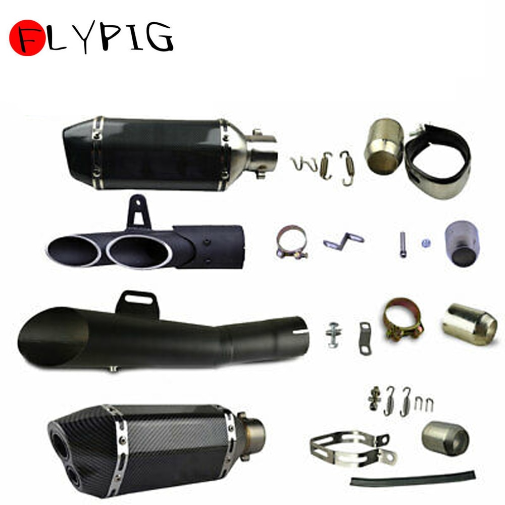 FLYPIG silenciador de escape Universal de acero inoxidable tubo de escape deslizante en 38mm-51mm motocicleta Dirt Street Bike Scooter ATV Quad