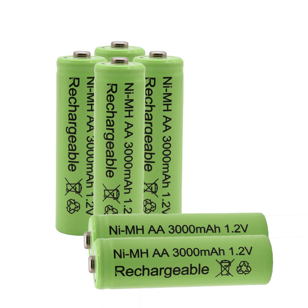 Pilas AA recargables de 4 20 piezas, 3000 mAh, 1,2 V, pilas AA recargables para la Luz led, juguete