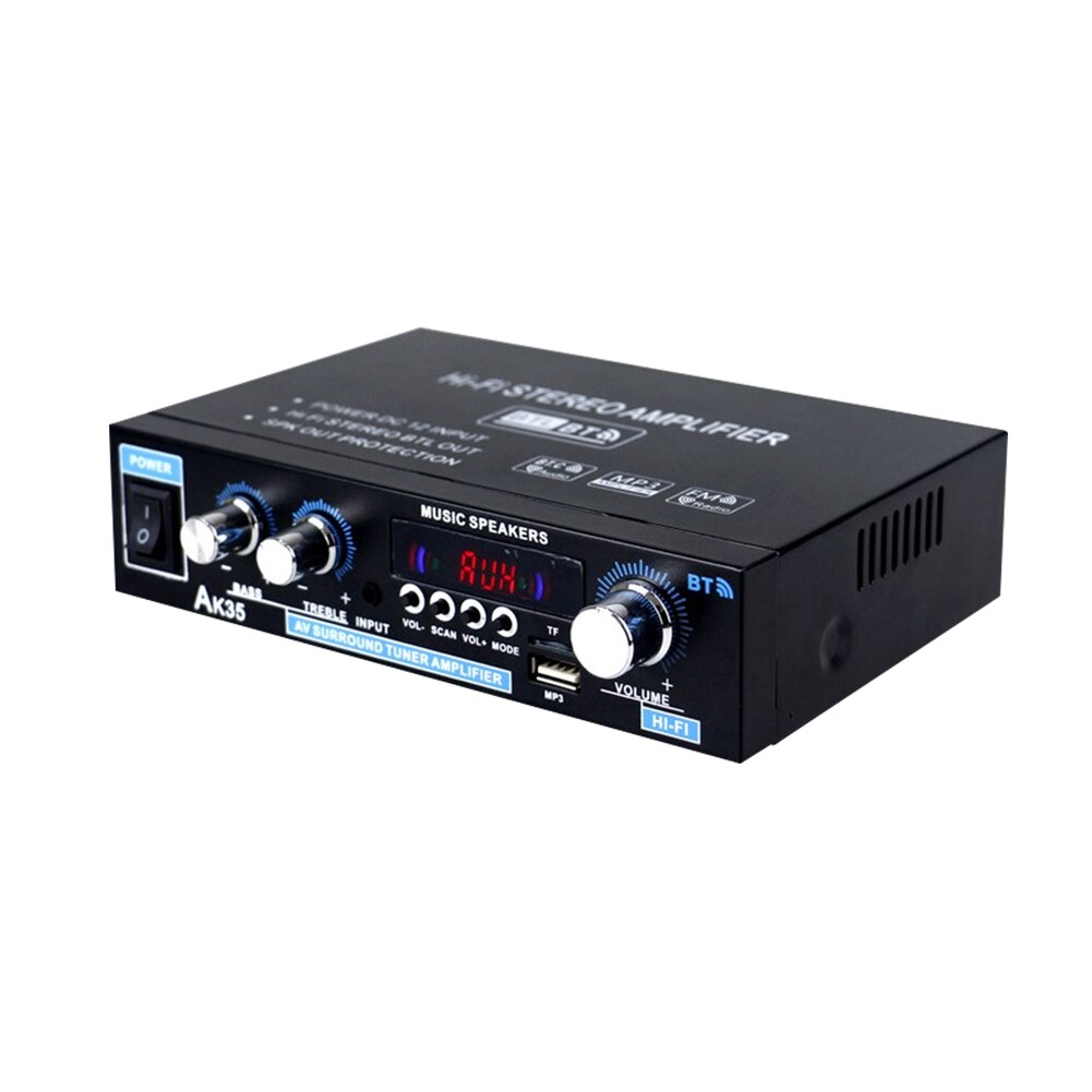 AK35 800W Home Car Amplifiers 2 Channel bluetooth 5.0 Surround Sound FM USB Remote Control Mini HIFI Digital Amplifier Stereo