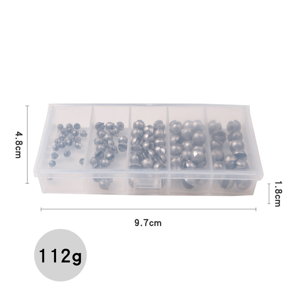 100 unids/lote mordida abierta plomo conjunto bulbo/foco pesca Clip gota morder ronda Plumb Bob auxiliares de pesca de 5 tamaño