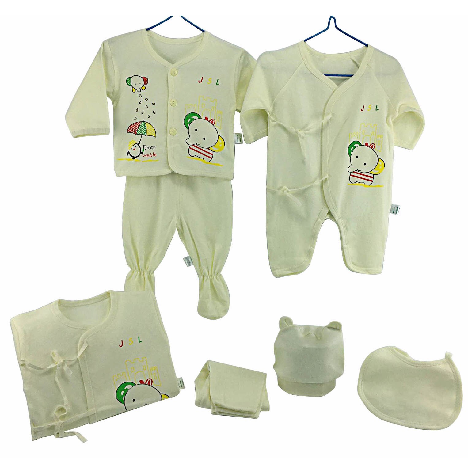 Ensembles de vêtements pour bébés | Ensemble en coton, pour -né fille garçon, chemise + pantalon + barboteuse + chapeau + culottes, ensemble de 7 pièces: CZJ015H