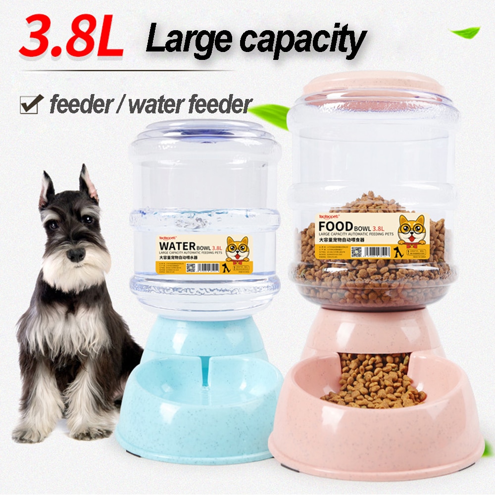 3.8l store automatiske kæledyr til foder drikkefontæne til katte hunde miljøvenlig plast hundefoder skål kæledyr vand dispenser