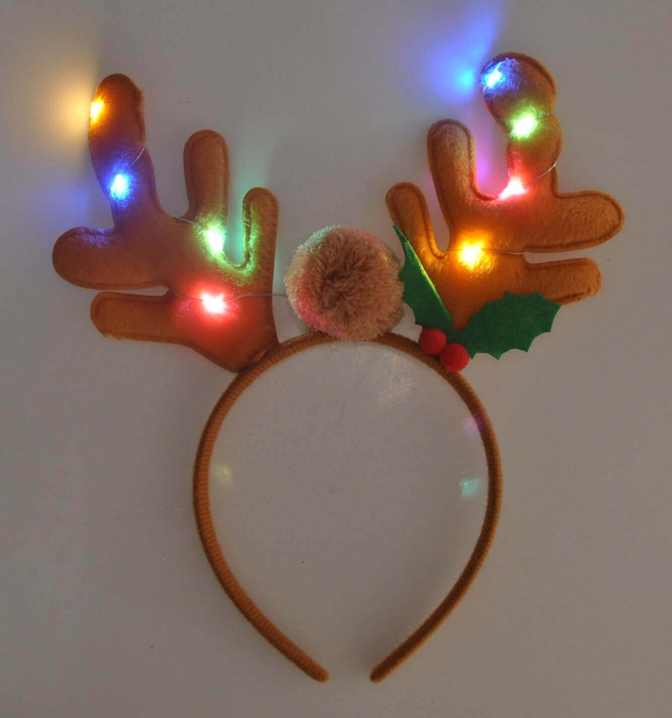 Mooie Kerst Hoofddeksels Sneeuwpop Gewei Led Licht Hoofdband Haarband Lightening Dubbele Hoofd Xmas Decoratie Jaar: Fluorescentie Geel