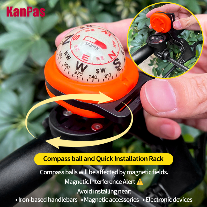 Kanpas lysende sykkelkompass med låsesystem / sykler og motorsykler kompass / styrekompass / sykkeltilbehør