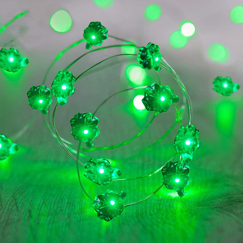 LED Plant Clover Shape Modern Light Irish Festival Clover Light String Green Clover Turtle Back Leaf Decorative Light String: mode 3