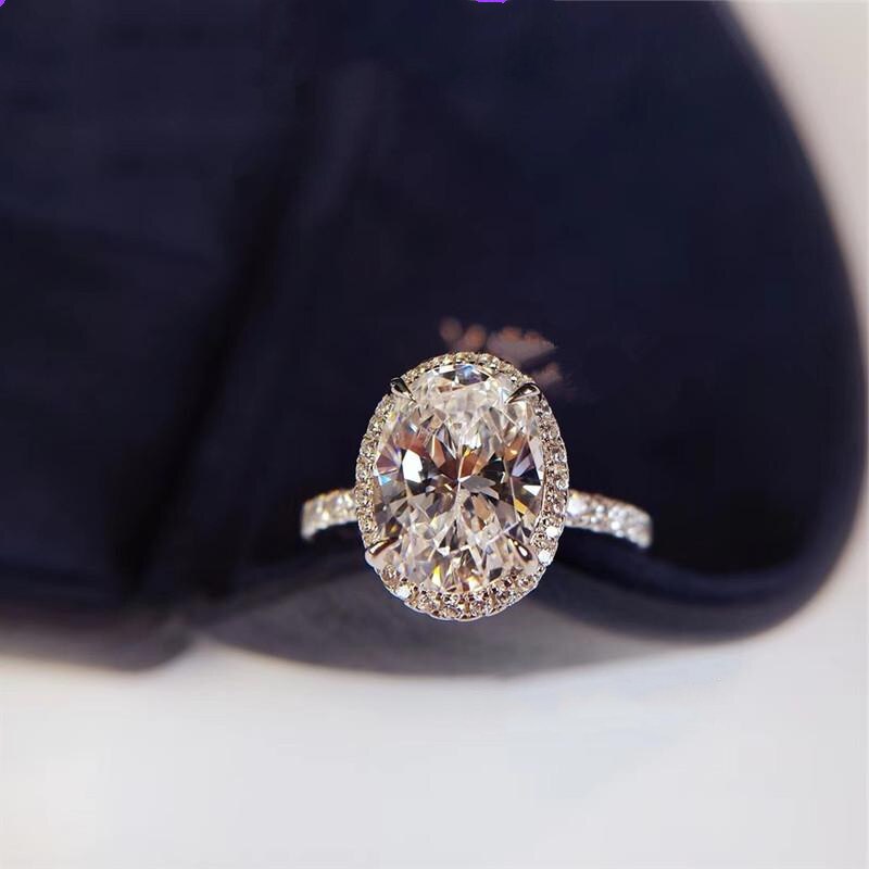 Cc Trouwringen Voor Vrouwen Oval Zirconia Ring Bridal Engagement Mode-sieraden White Gold Bijoux Femme CC2390