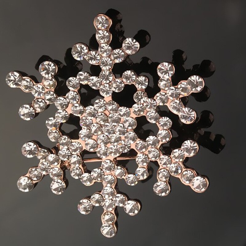 Lady Brooch Sparkling Crystal Rhinestones Large Snowflake Brooch Pins Jewelry Brooches Women Broche 7g: Gold