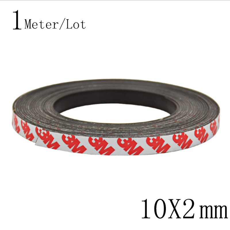 1 måler/parti 10*1 10*1.5 10*2mm selvklebende fleksibel myk magnetstrimmel gummimagnettape sterk fleksibel magnetstripe: 10 x 2( mm)