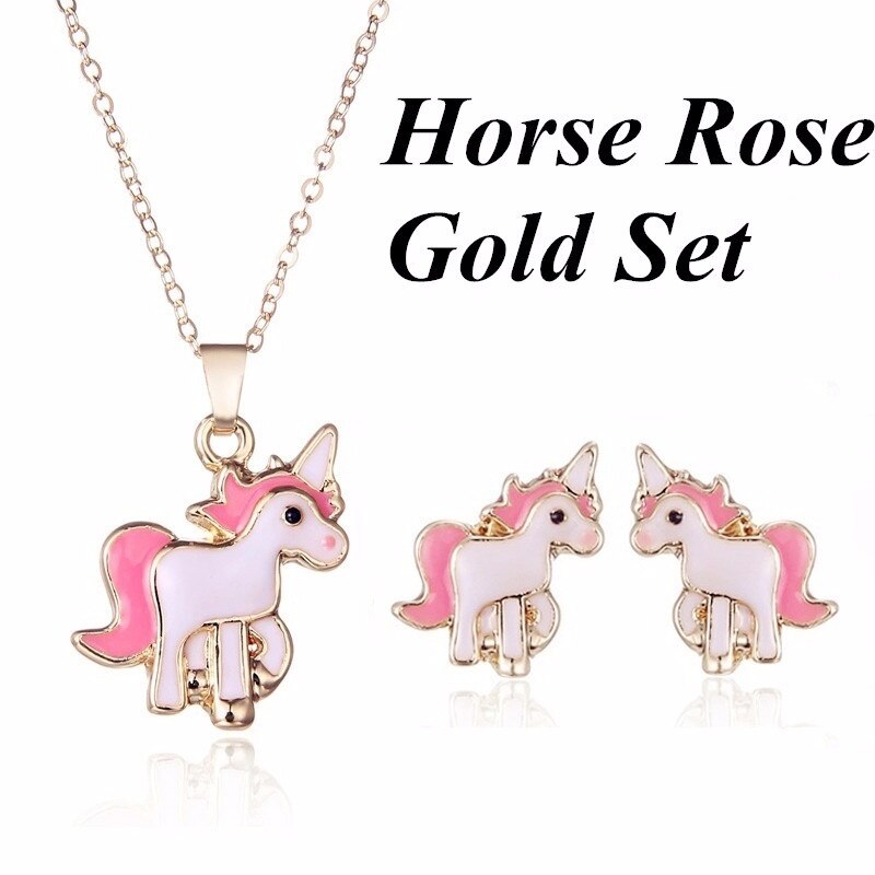 3 teile/satz Einhorn Schmuck Sets Nette Ohrringe Halsketten für Frauen Mädchen Tier Dekorationen Kits Hochzeit Party: 9