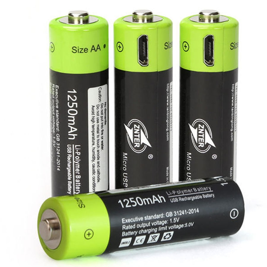 Hoogwaardige Usb Oplaadbare Lithium Polymeer Batterij Bateria Aa 1.5V 1250Mah ZNT5 Universele Batteies Opgeladen Door Micro Usb kabel