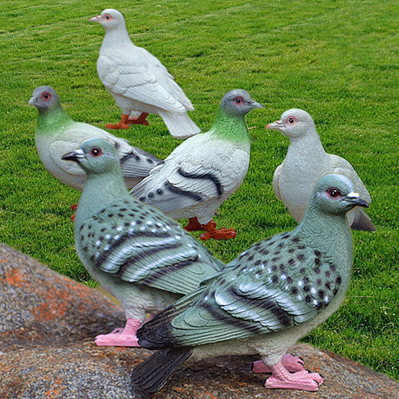 2 pcs High imitation outdoor garden pigeon statue,Resin animal modern art sculpture，Home garden decoration peace dove statue