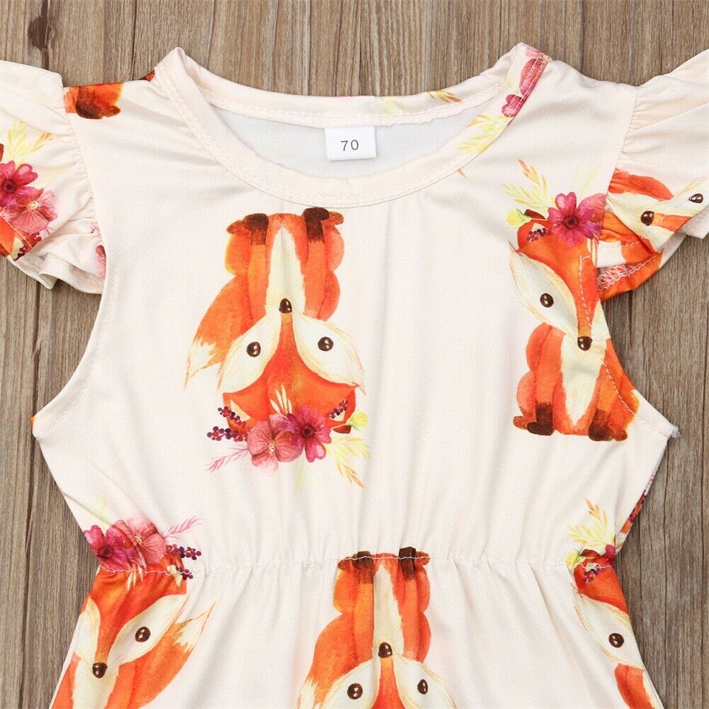 Baby Summer Clothing 0-24M Infant Kid Baby Girl Boys Lovely Bodysuit Ruffles Short Sleeve Animal Jumpsuit Clothes Outfits