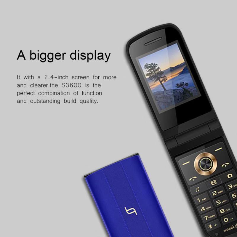 Flip HD screen, big sound button, dual card multi-language feature phone Mobile Phone 2.4" Handwriting Display SOS Fast Call