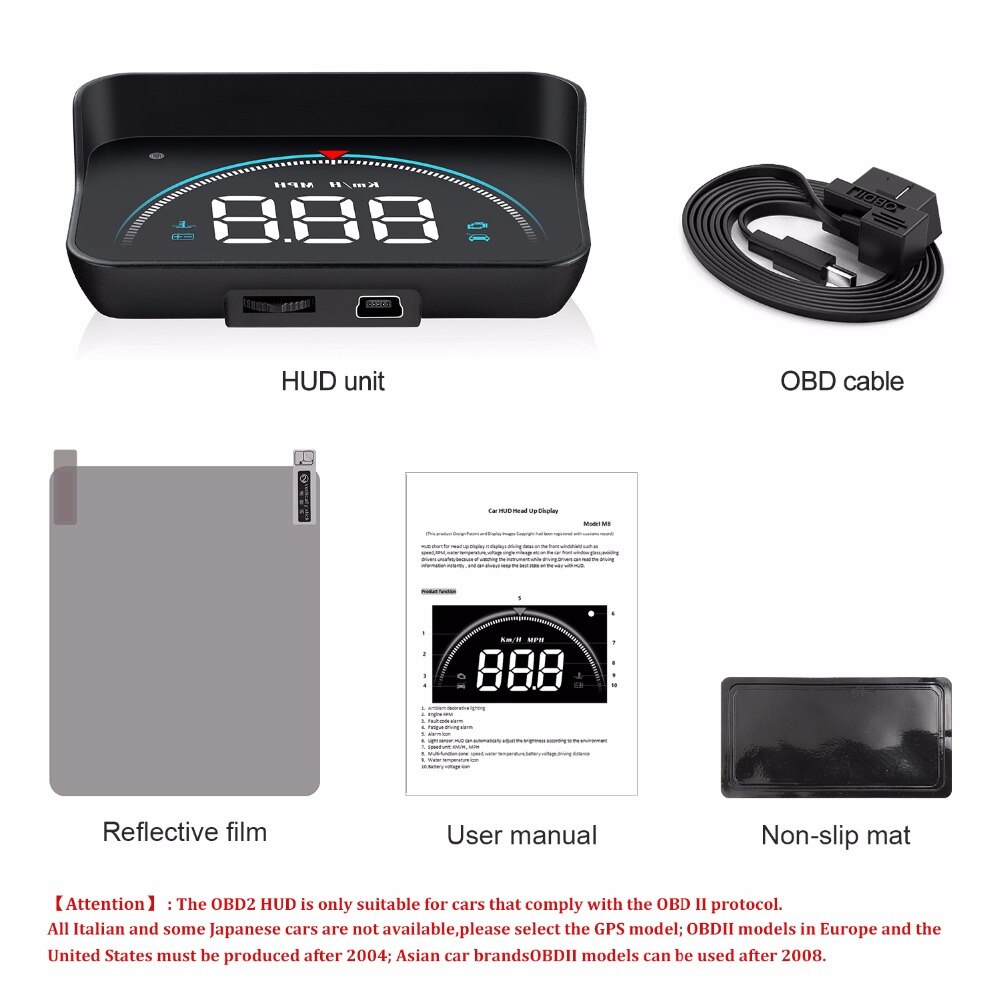 Car HUD Head Up Display estilo OBD2 OBDII sistema de advertencia de exceso de velocidad proyector parabrisas Auto alarma de voltaje electrónico