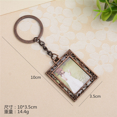 Mini marco de fotos europeo de Metal Retro, llavero de aleación para niños, marcos de estudio fotográfico, , decoración de escritorio, marcos de pintura: Amarillo claro