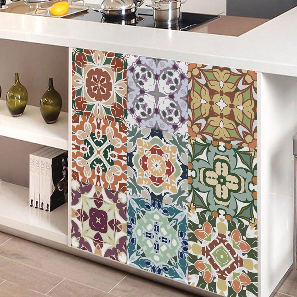 Waterproof Wallpaper Border Sticker Simulation Tiles Waist Line Wall Sticker Waterproof Self Adhesive Border Decal for Bathroom