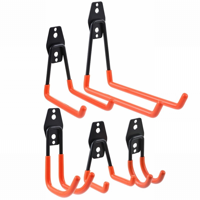 5 Hooks Wall Mounted Storage Racks Orange Warehouse Hook And Screw Installation Heavy Duty for Organizing Power Tools Holder