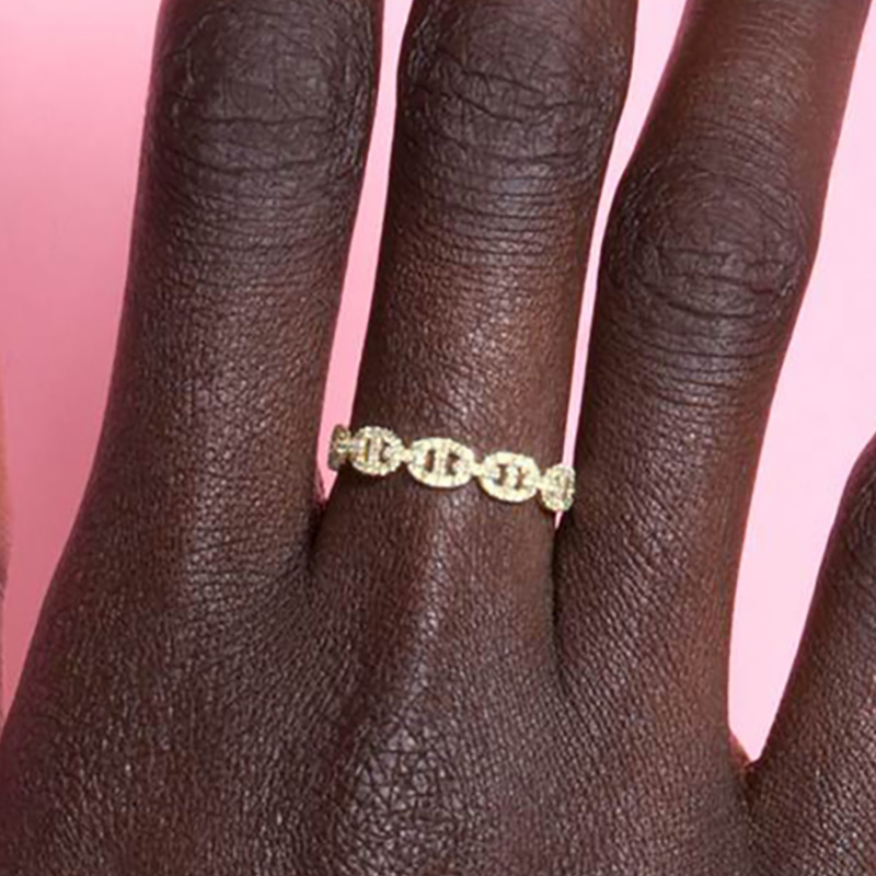 Anillo de circón helado de Color dorado a juego para mujer, anillos INS delicados apilables de tendencia, accesorios de joyería de , para niñas R731: 6 / Gris