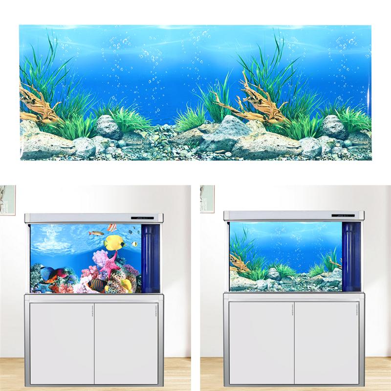 1PC Aquarium Background Sticker 3d Double Sided Adhesive Wallpaper Fish Tank Decorative Pictures Underwater Backdrop Image Decor