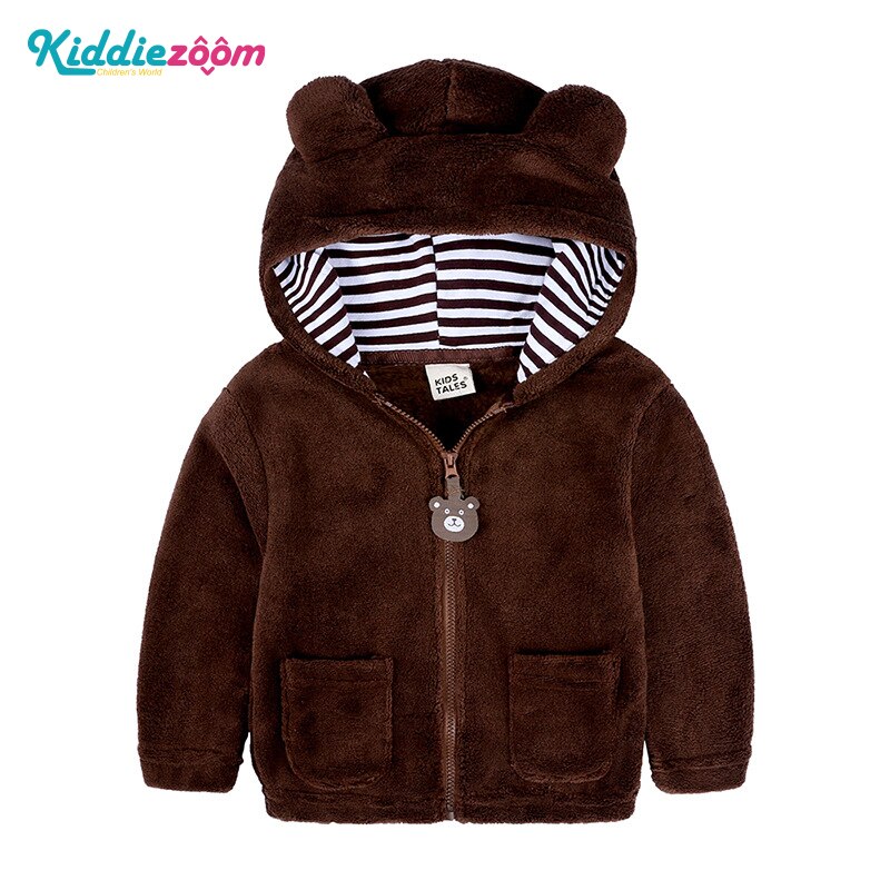 Winter Baby Boy Kleding Pluche Jas Unisex 6-24M Solid Katoen Hooded Baby Meisje Kleding Flanel Rits Coral fleece