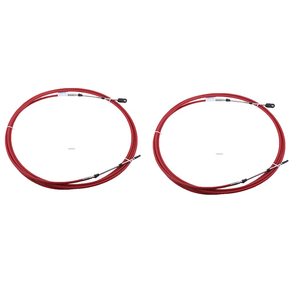 2Pcs 12Ft Red Marine Boat Engine Throttle Control Cable for Yamaha Motor