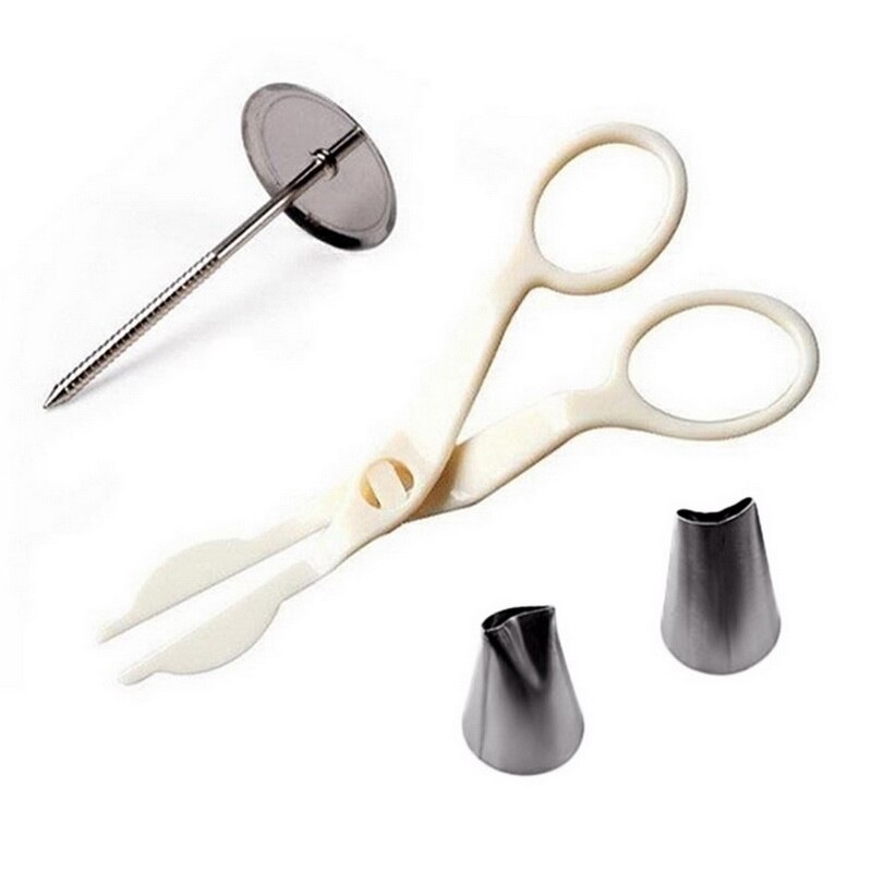 Baking Accessories Pastry Tools Cake Nails Set Icing Modeling Rose flowers Cake Buttercream Supplies Cake Scissors: set3