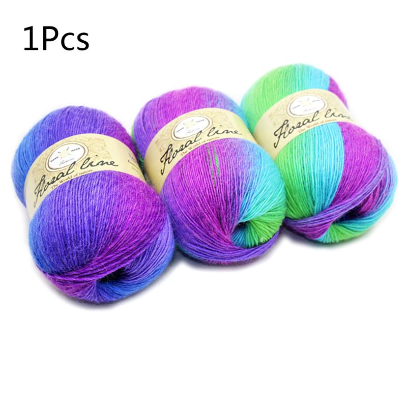 Weichen Kammgarn Garn Regenbogen Gradienten Farben DIY Baby Stricken Wolle Schal Schal Häkeln Gewinde Liefert: Navy Blau