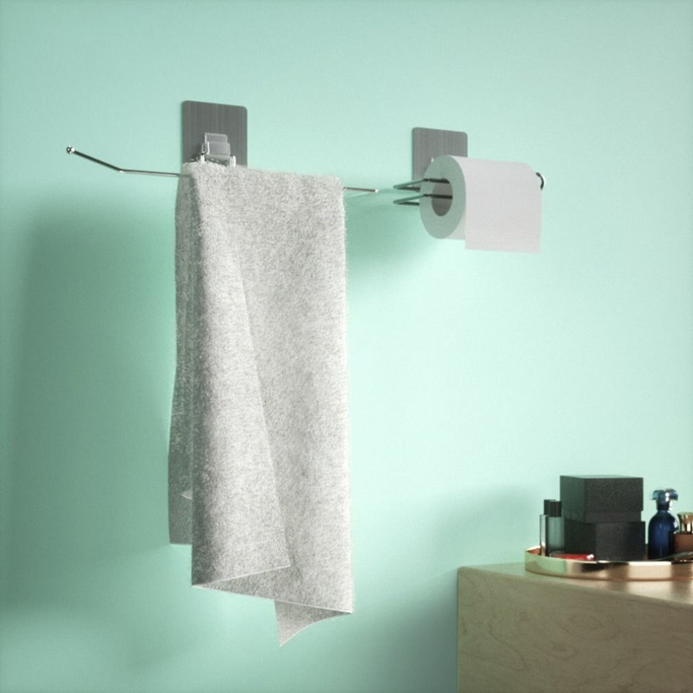 Stainless Steel No Drilling Roll Stand Family Kitchen Cabinet Bracket Shower Room Convenient Paper Holder