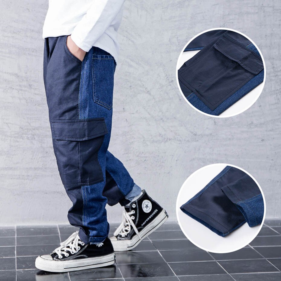 Jeans Boy Patchwork Boys Jeans Pants Spring Autumn Children Jeans Casual Style Clothes For Boys 6 8 10 12 14