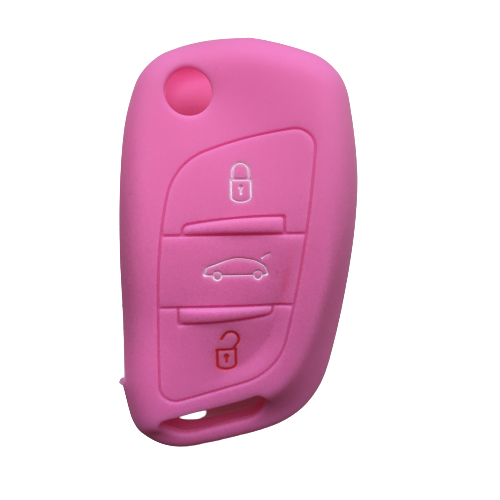 Silikone autokasse cover fob sæt til citroen  c3 c4 picasso  c5 x7 til peugeot 407 308 3008 5008 408 holder auto shell tilbehør: Lyserød