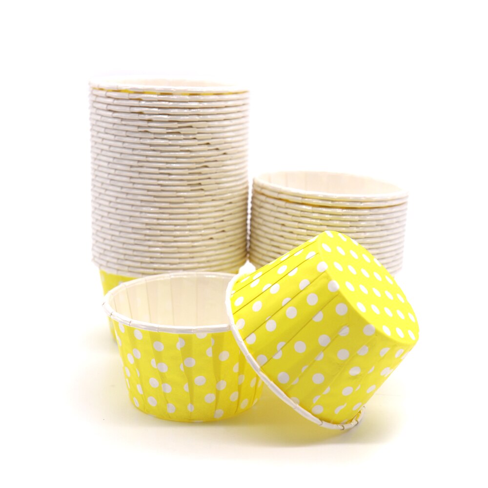 50Pcs Muffin Cake Cupcake Gevallen Kleur Dot Oilproof Cupcake Liner Bakken Cup Lade Case Wedding Party Caissettes Wrapper Papier: C