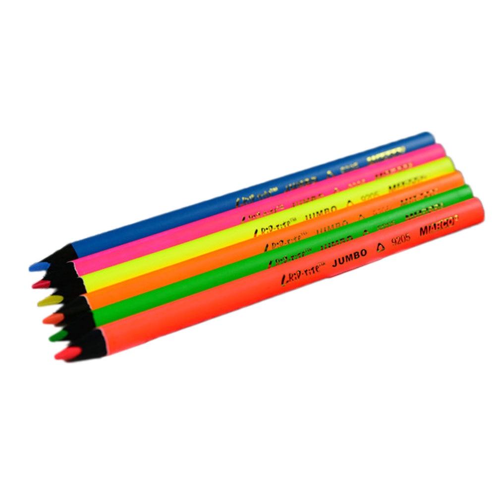 6 stks/partij Creatieve 6 kleur fluorescerende mark kleur potlood slider mark potlood tekening graffiti potlood set